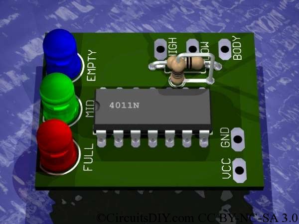 Simple Water level indicator circuit using Logic IC ...